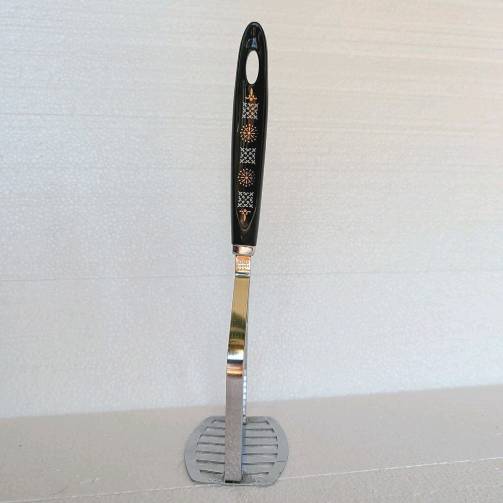 VTG Androck Chrome USA Potato Masher - Black Starburst‎ Handle MCM